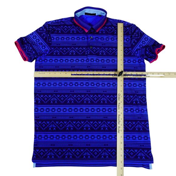 Greyson Blue Gemometric Golf Polo Shirt Mens Size Small - Picture 6 of 7